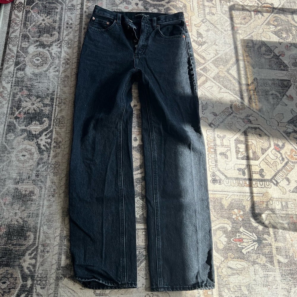 Aritzia Denim Forum Straight Leg Black Jeans